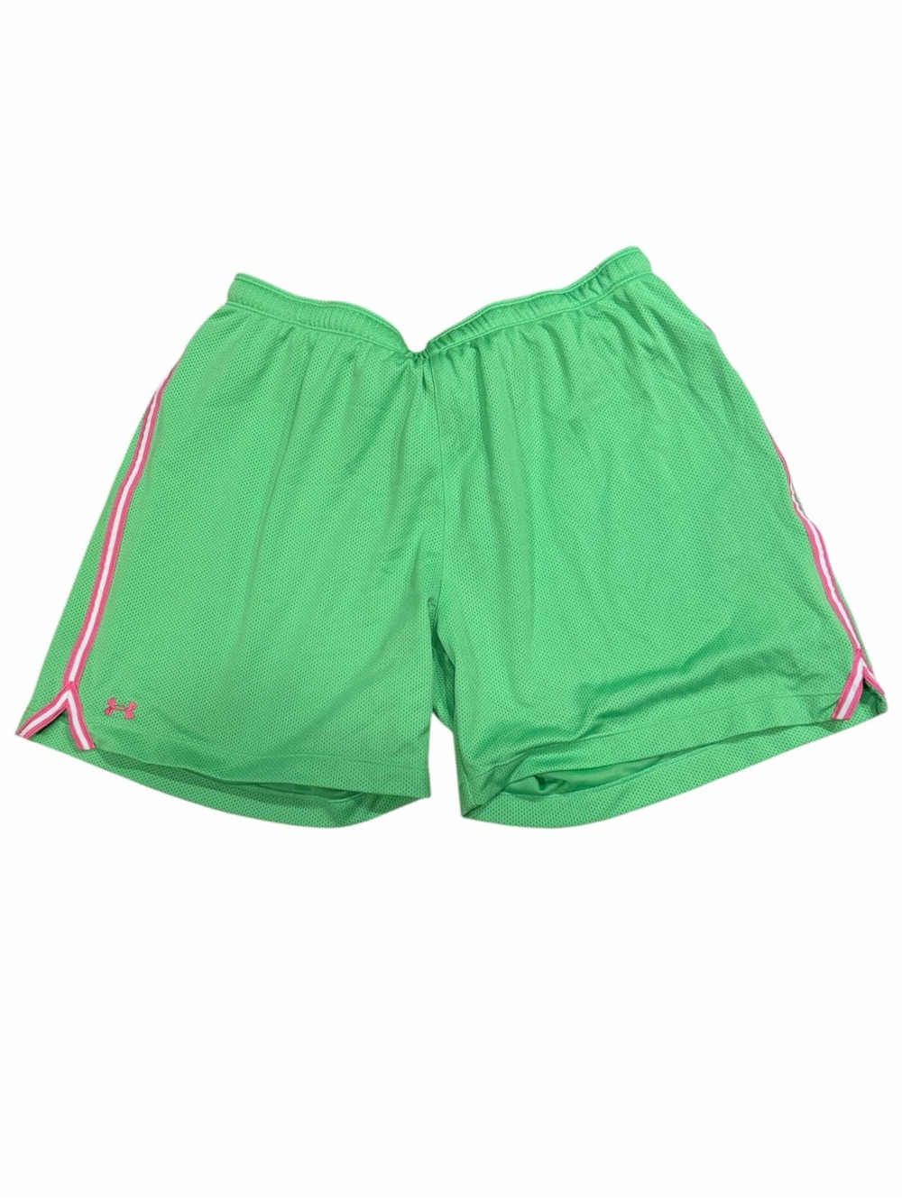 Under Armour Women's Lime Green Athletic Shorts with Pink Accents